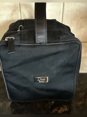 Dior Black Men's Toiletry Bag with Gold Logo Plate